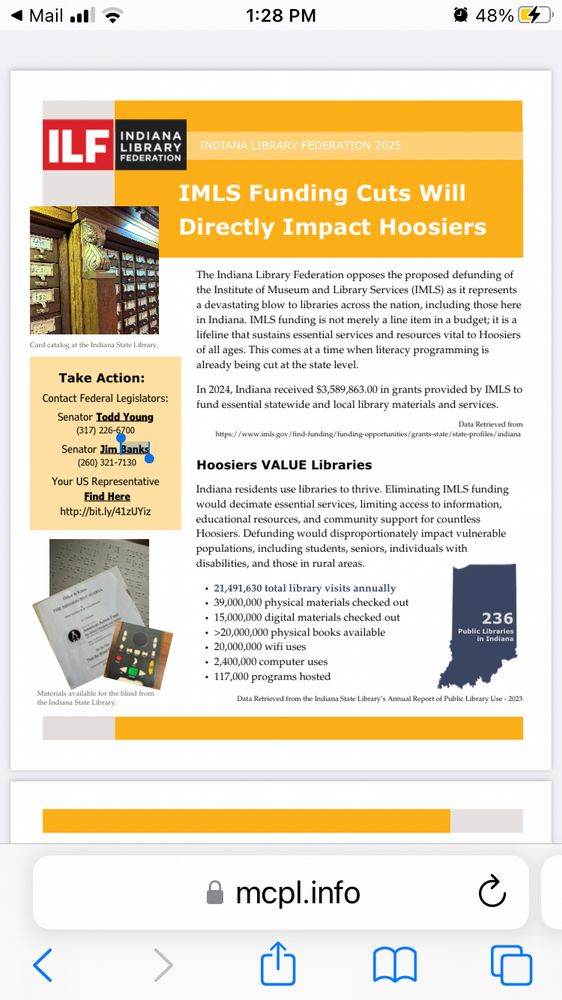 Alert about funding cuts impacting Indiana libraries