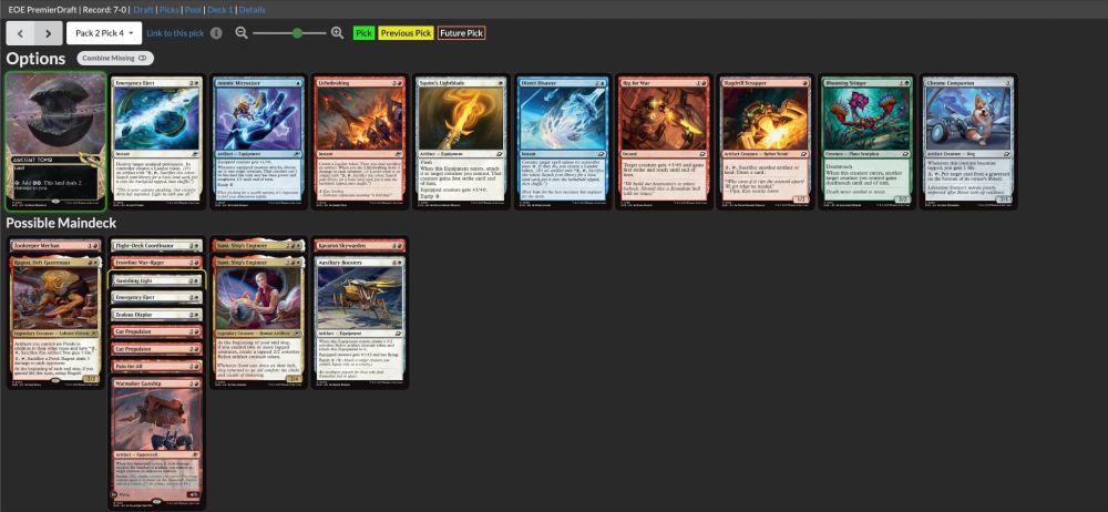 Screenshot of 17 lands showing a Pack 2 Pick 4 Ancient Tomb