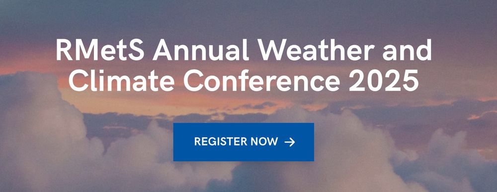 "RMetS Annual Weather and Climate Conference 2025" with sunset clouds behind