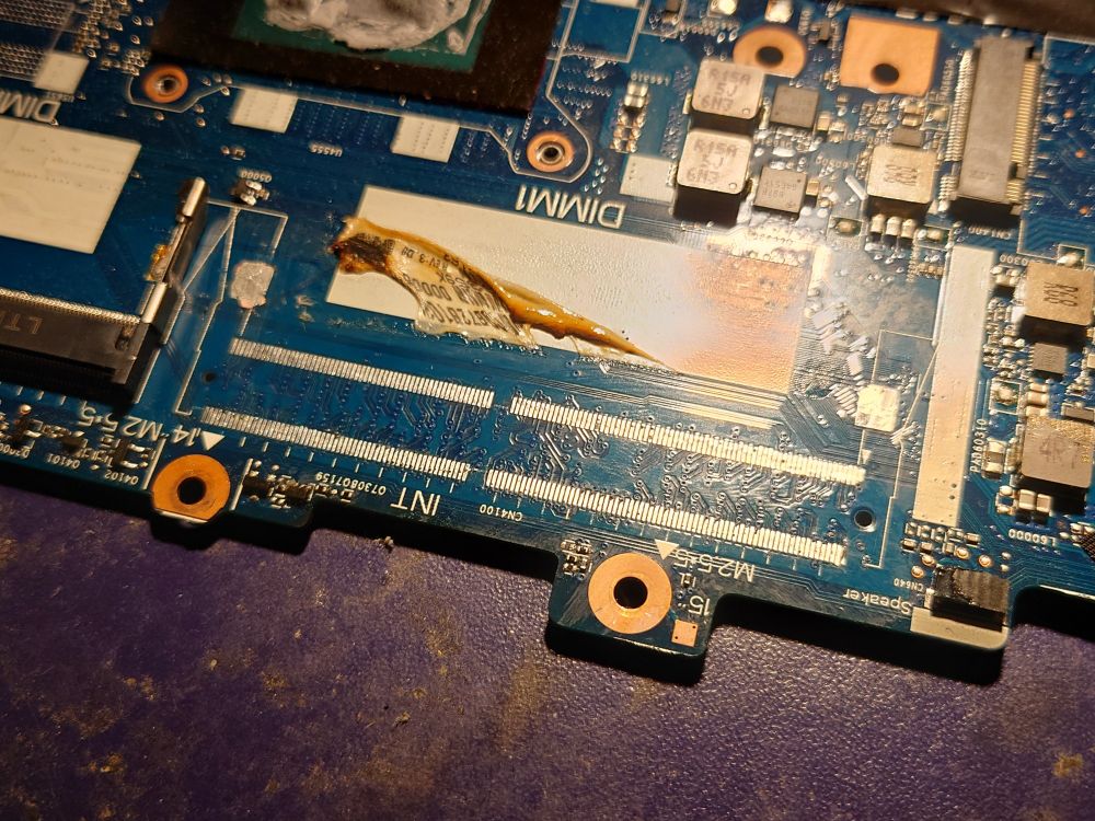 motherboard ram slot solder pads after getting all the old solder wicked off