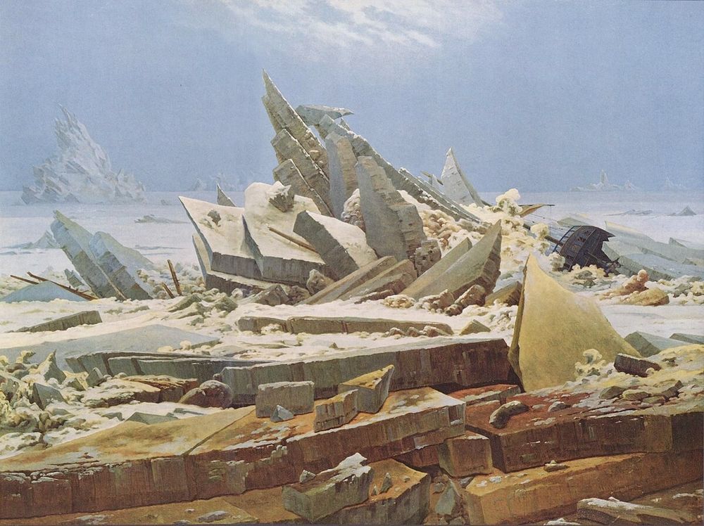 The Sea of Ice, (German: Das Eismeer) (1823–1824), is an oil painting that depicts a shipwreck in the Arctic by the German Romantic painter Caspar David Friedrich.