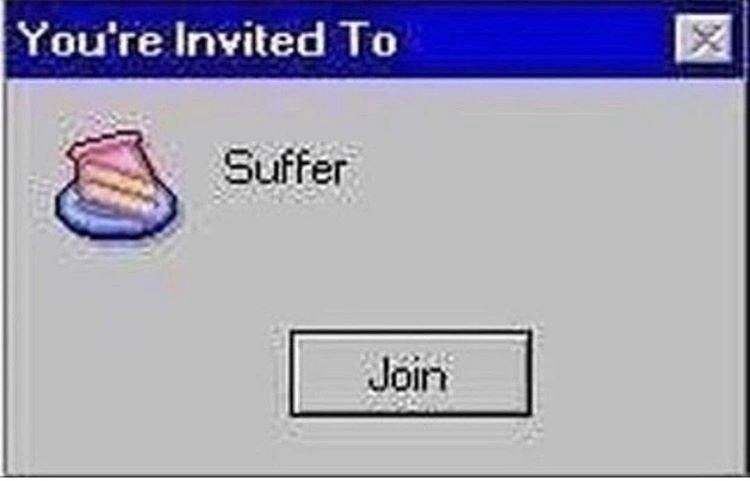 you’re invited to suffer error message 