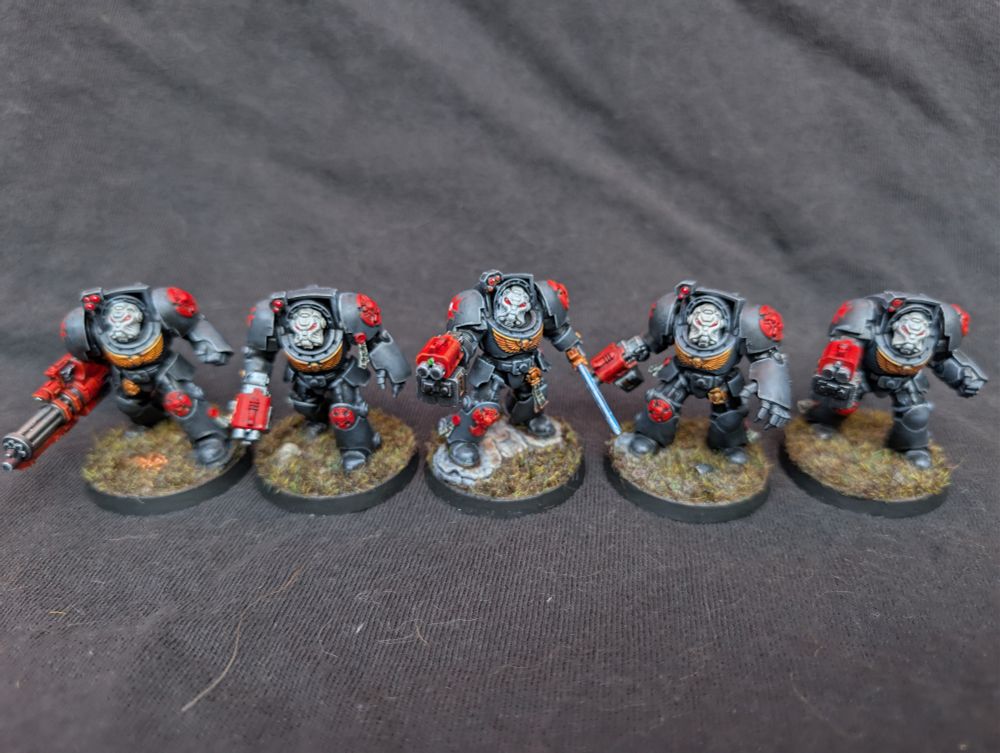 Black Templar terminator squad from the front.