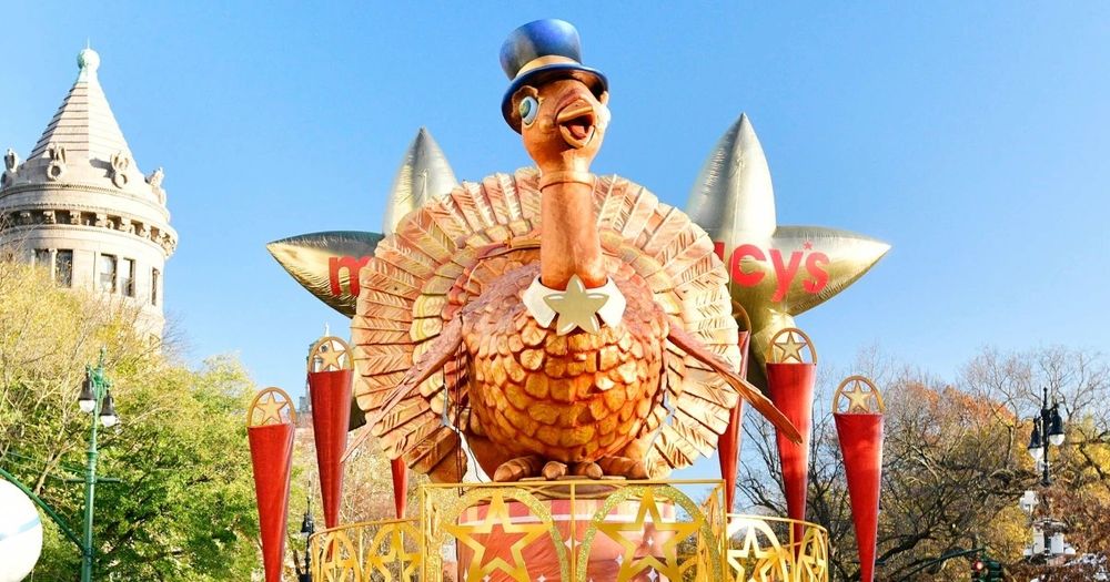 the tom turkey float from the macy's thanksgiving day parade