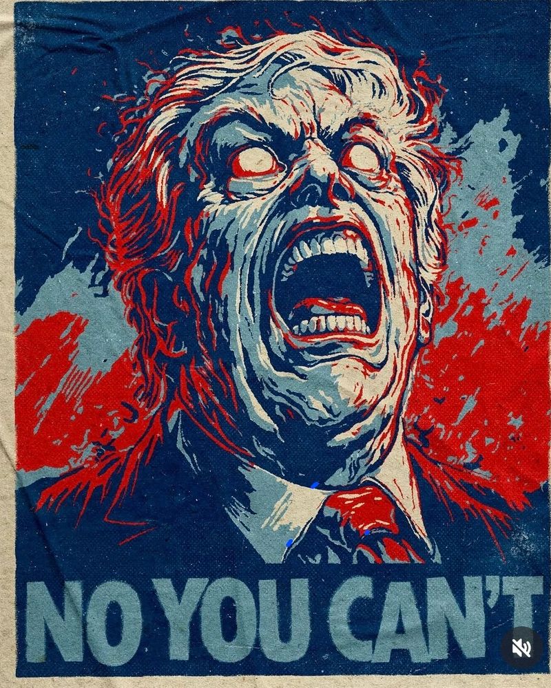 Photo of a monstrous Trump telling " No you can’t"