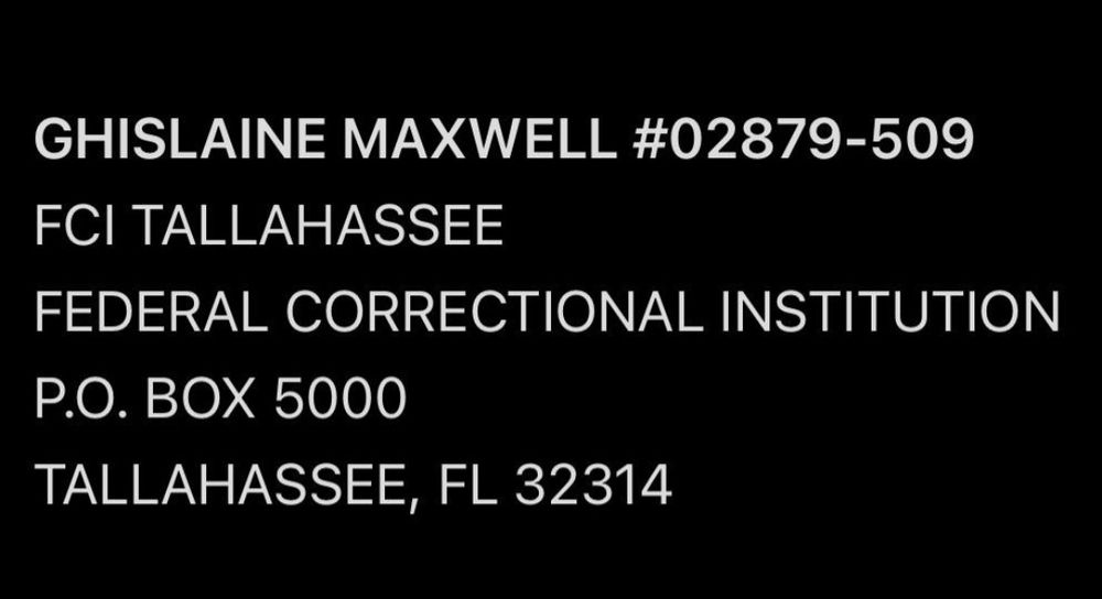 Maxwell's prison address