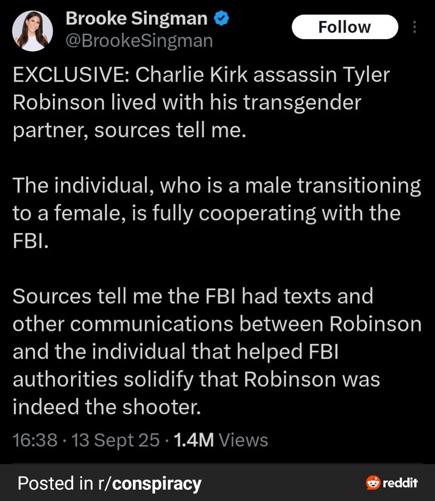 Fox News tweet about Robinson living with his transgender partner