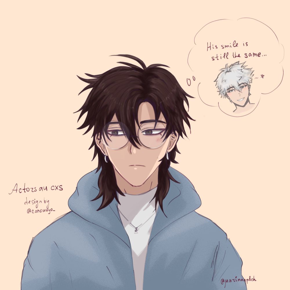 actor au Cheng Xiaoshi (ang lil Lu Guang) drawing// original au design by @/conswayo_(twt) (@/conswayo.bsky.social) 