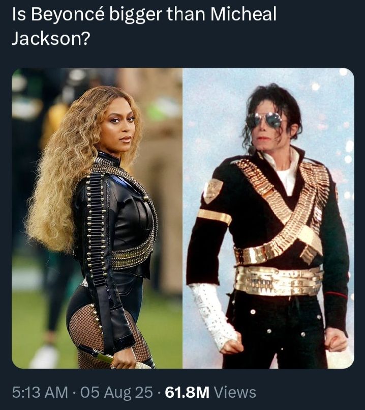 Is Beyoncé bigger than Michael Jackson? 