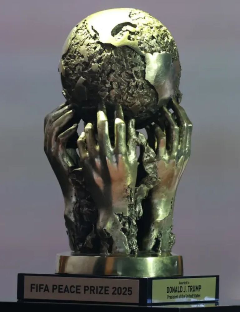 The prestigious FIFA Peace Prize trophy 