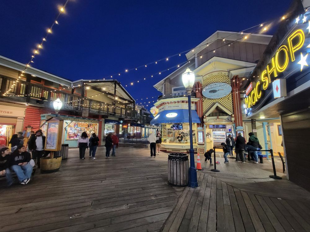 Some of the shops located on Pier 39 near San Francisco, California 
