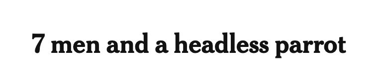 "7 men and a headless parrot" 