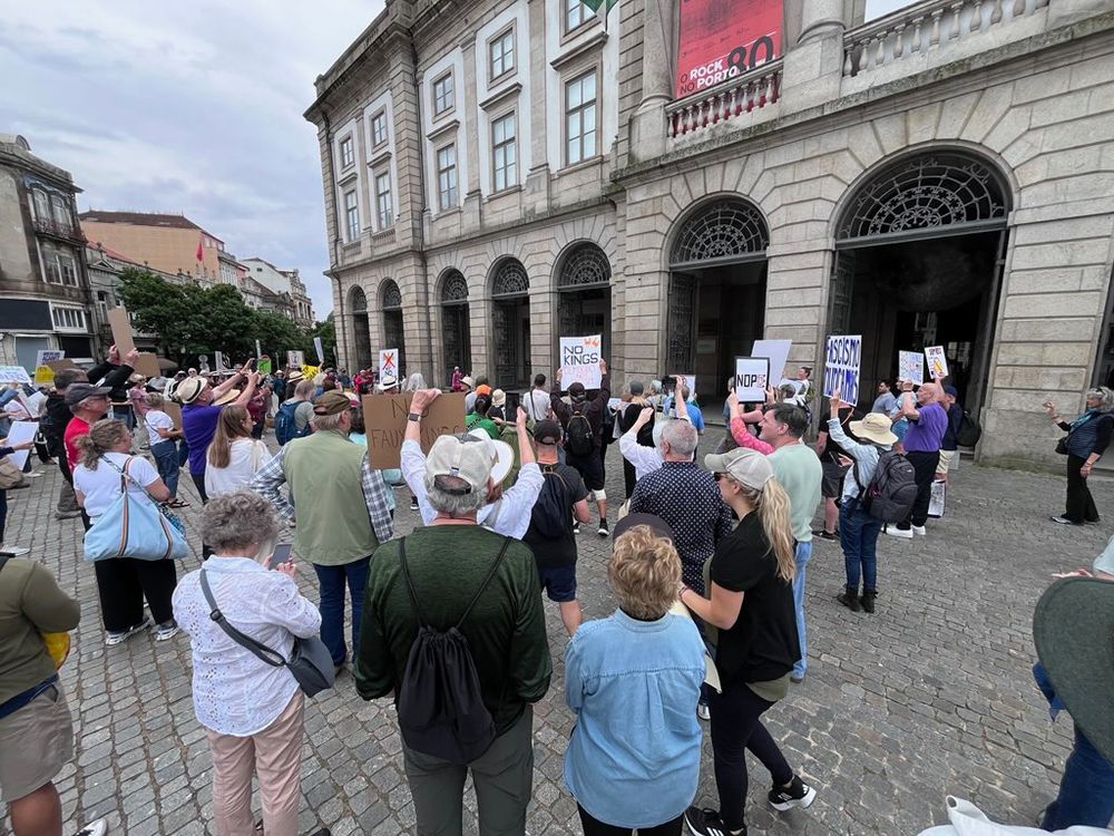 Protesters gathered in Porto