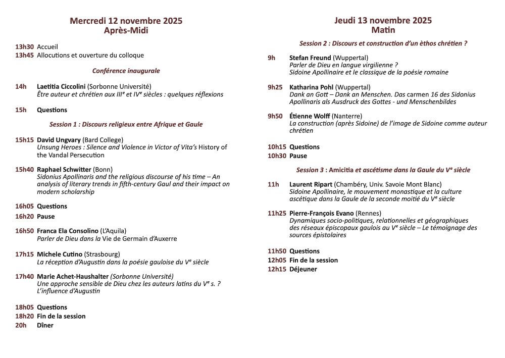 programme du colloque

