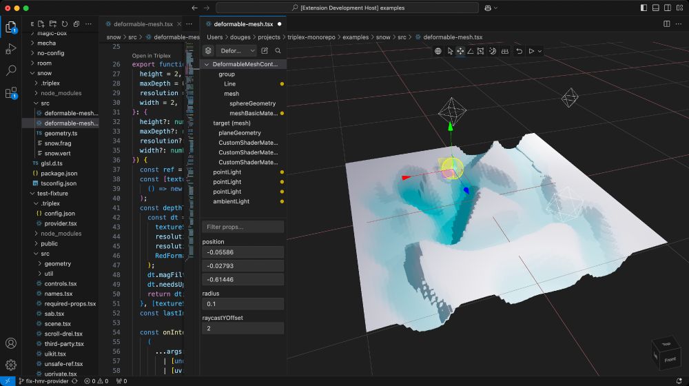 deformable-mesh.tsx open inside Triplex for VS Code