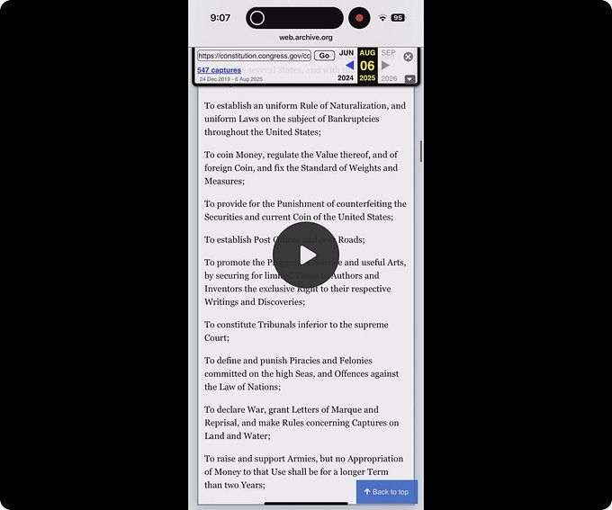 BREAKING: The US government has just removed sections 9 and 10 of Article I of the US Constitution from their website. 

Note that sections 9 and 10 deal with:

- Writ of Habeas Corpus

- Congresses a...