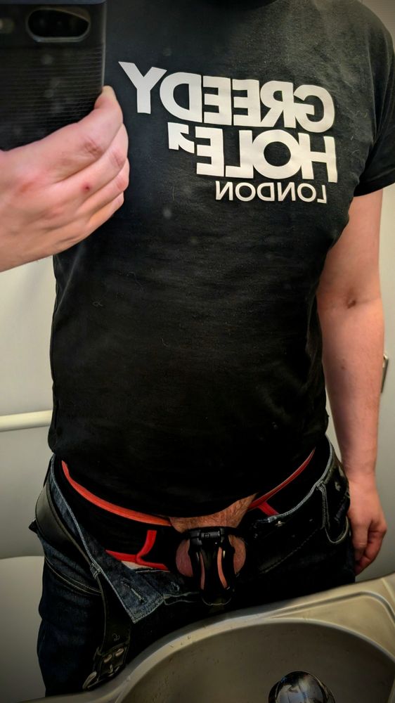 Locked dick in plane bathroom mirror 