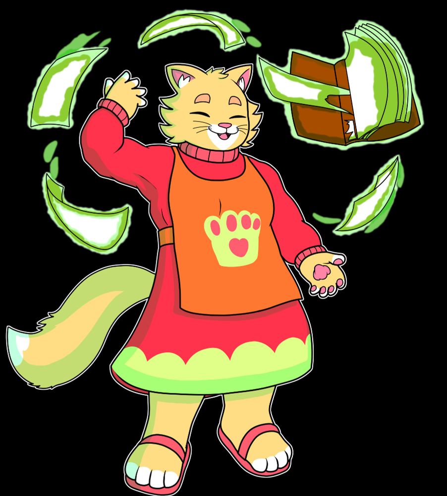 A retired field medic who works as a librarian. Gudrun is a gentle Norwegian Forest Cat who defuses Meinir and Fortuna’s conflicts with each other through her compassion and fondness for baked treats.

Her power to heal works on both organic beings and inanimate objects. Gudrun’s weapon of choice is a book from which she fires off its torn-out pages as projectiles and reattaches them with her healing hands. She moves slow but has high defences and deals large amounts of damage.