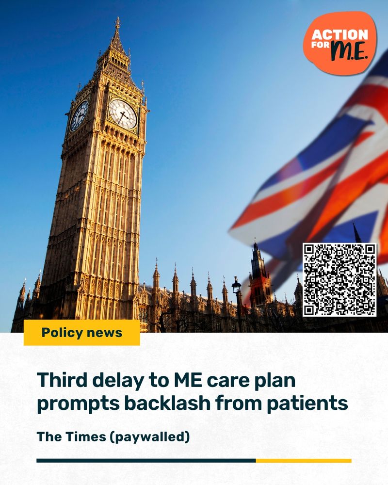 White text on dark teal background. Sonya Chowdhury, CEO of Action for ME, says the ME community is left in the dark with no timeline or explanation for the care plan, asking why the most severely affected are so often the most neglected. Action for ME logo in top right.