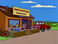 An image from The Simpsons; a store named 

Sneed’s Feed & Seed
Formerly Chuck’s