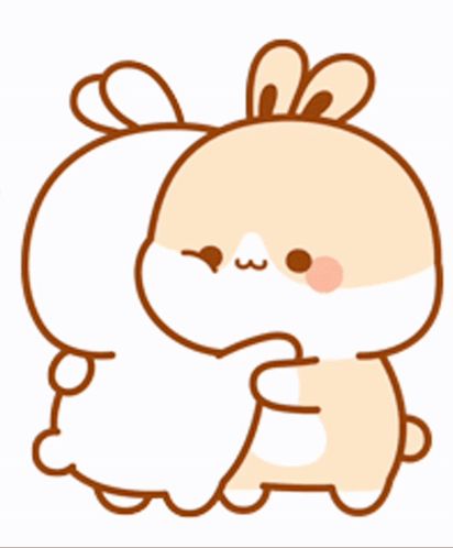 a cartoon of a bunny hugging another bunny