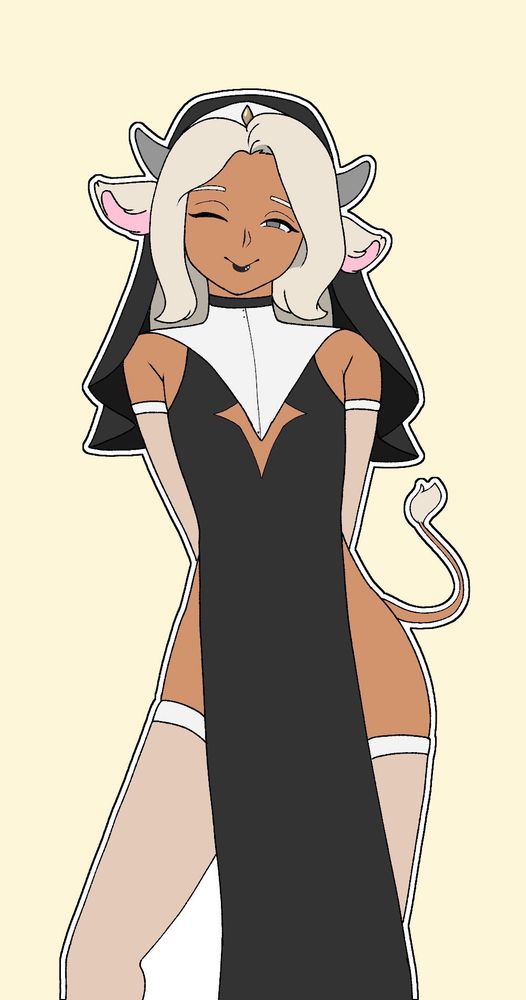 Cow girl OC Delilah in her provocative nun outfit 