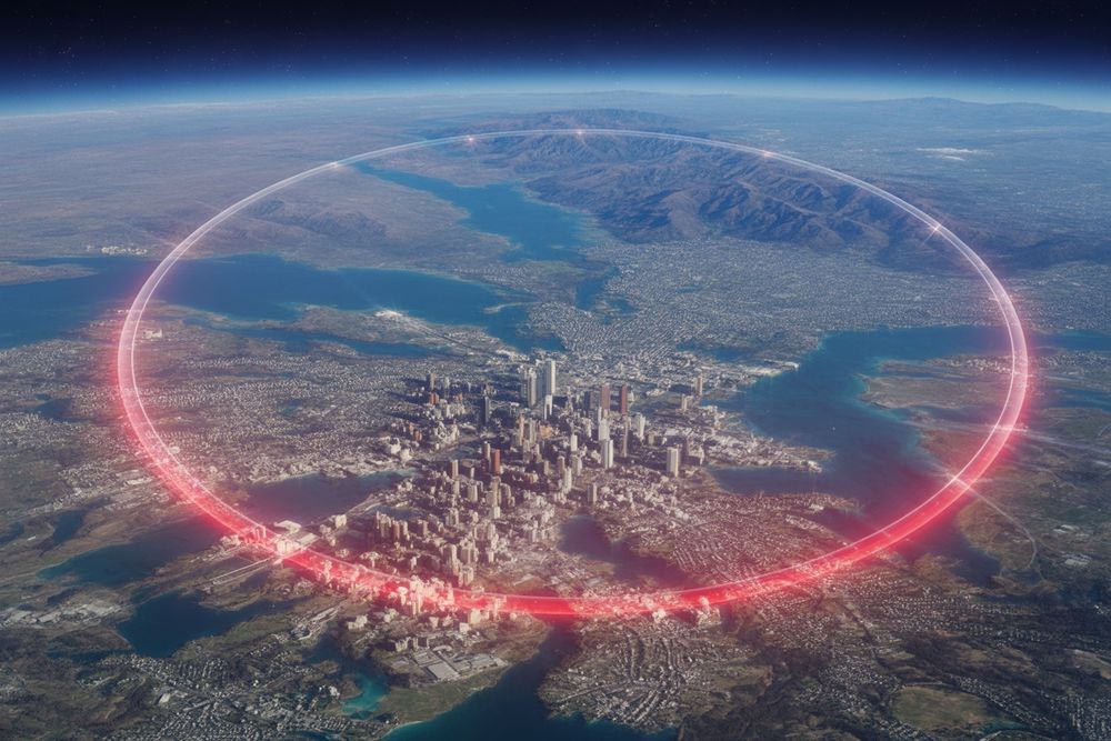 A red circle surrounding a city and it's neighboring territories.