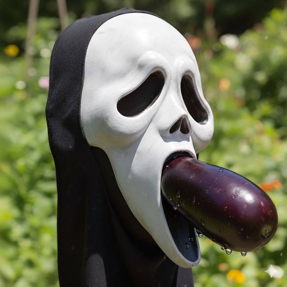 Eggplant coming out of scream's face