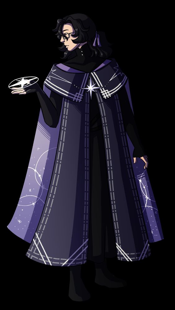 a man in robes looking at a magical glyph above his hand