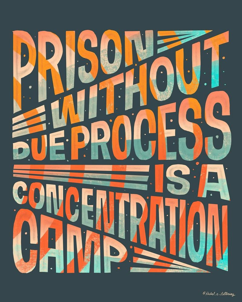 Text graphic. "Prison without due process is a concentration camp"