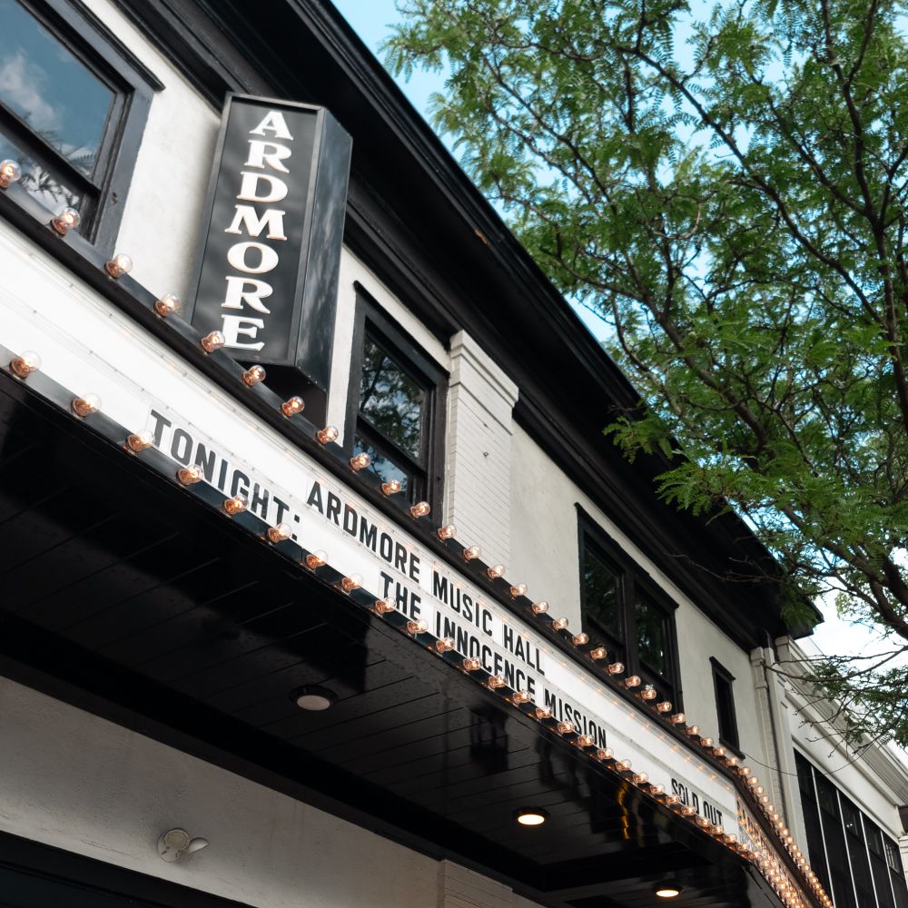 A photo of the front of the Ardmore Music Hall. It says: "Tonight: The Innocence Mission Sold Out"