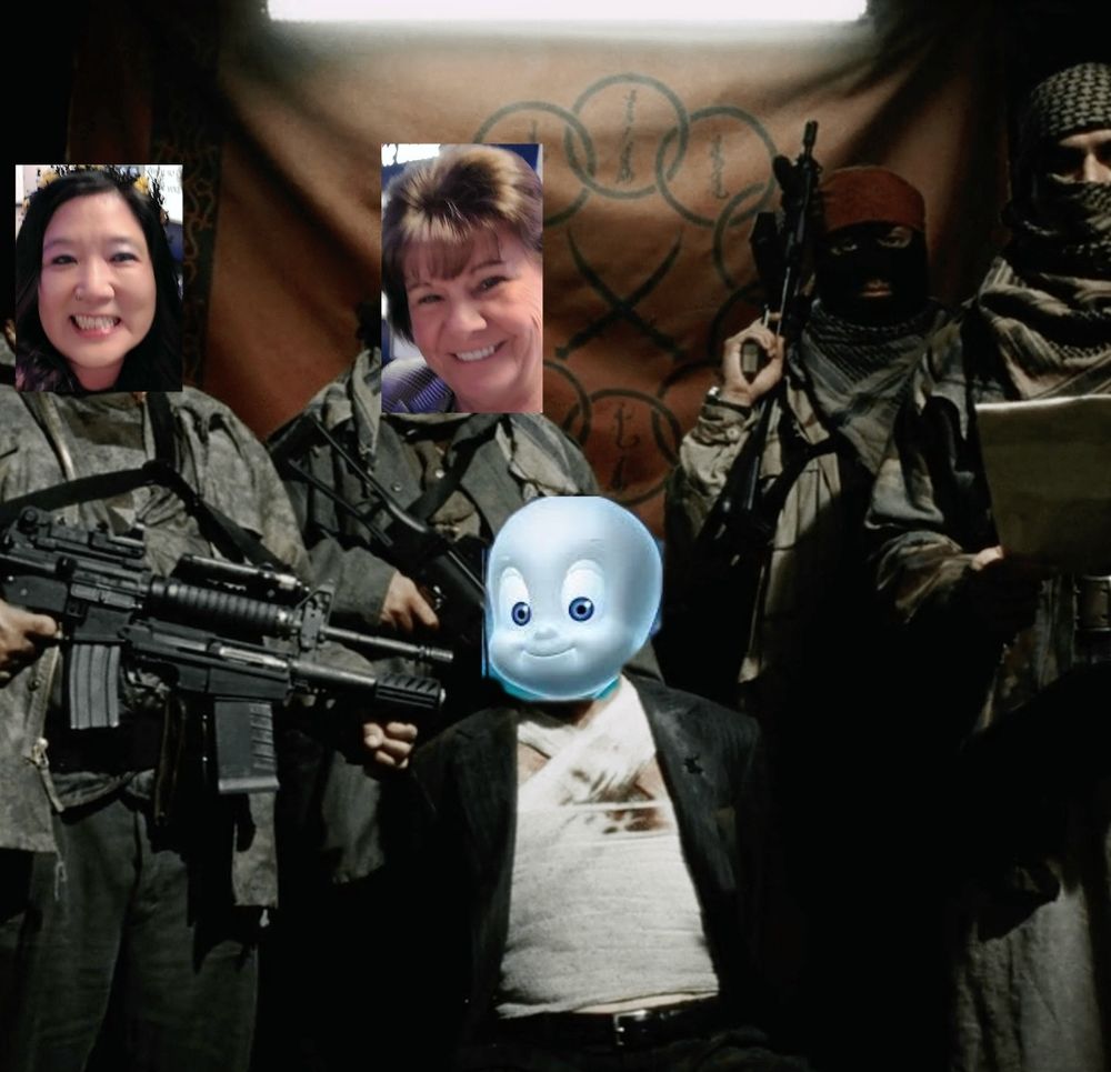 Ghosty being held hostage by Bernadette and Joyce