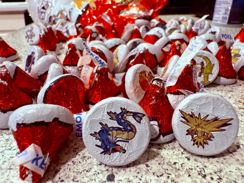 hershey kisses w/ pokemon on em