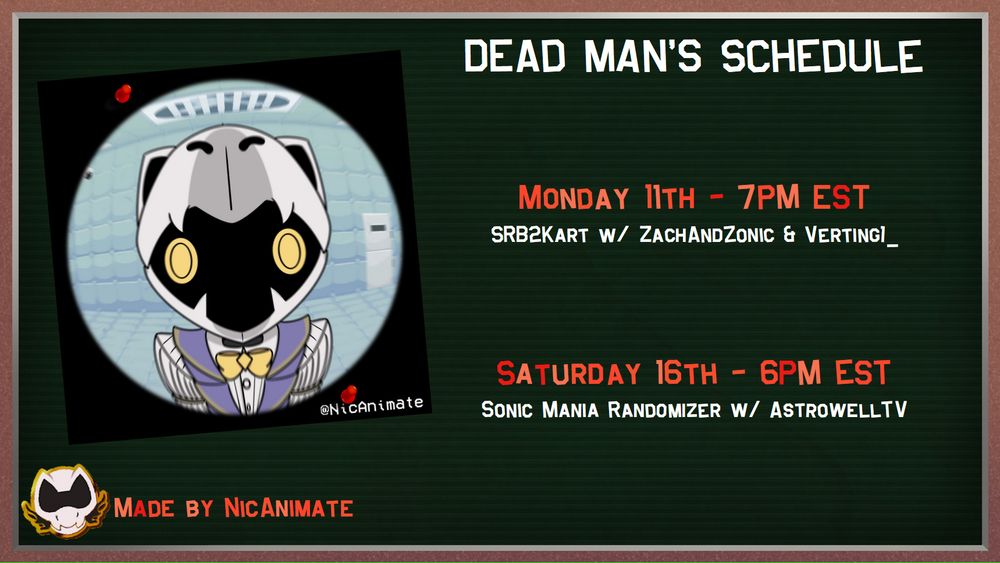 An old school retro restaurant menu with dates of streams of when spade will be live. 