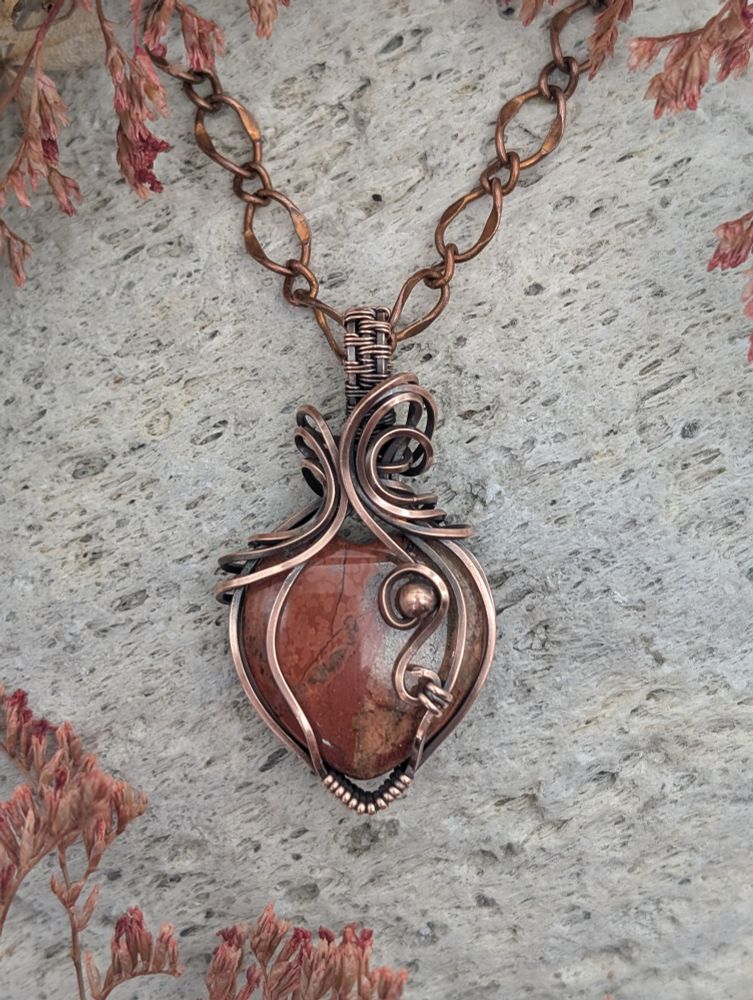 handmade copper necklace with jasper gemstone 3