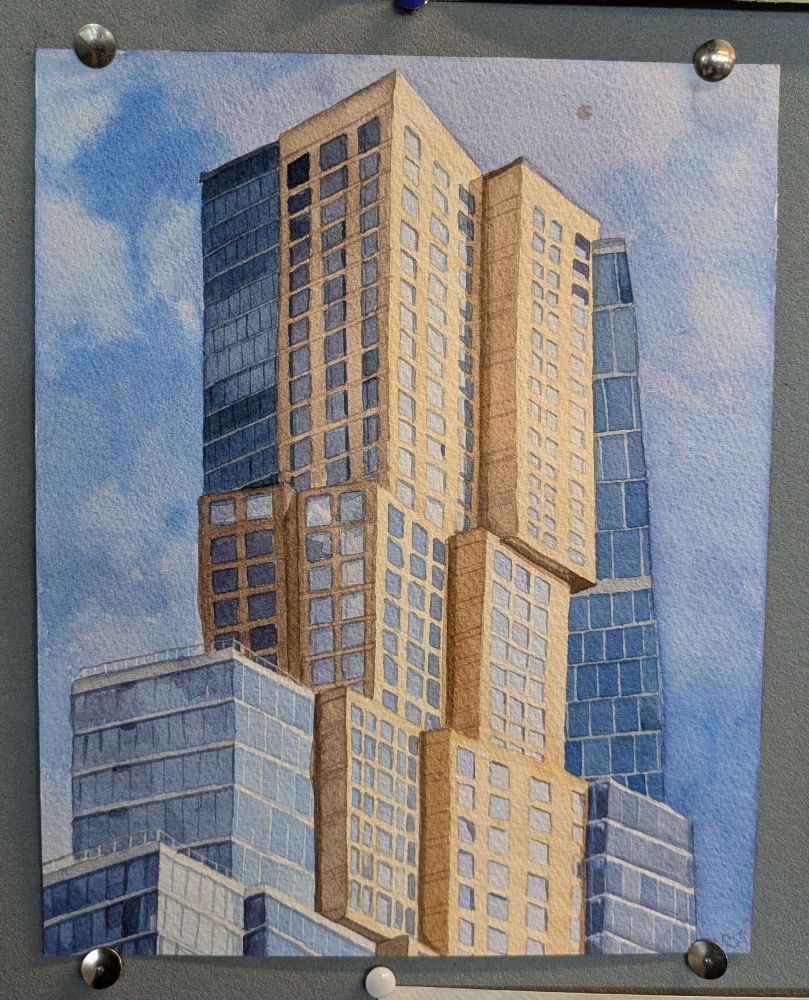 my final work for my watercolour class' architecture assignment