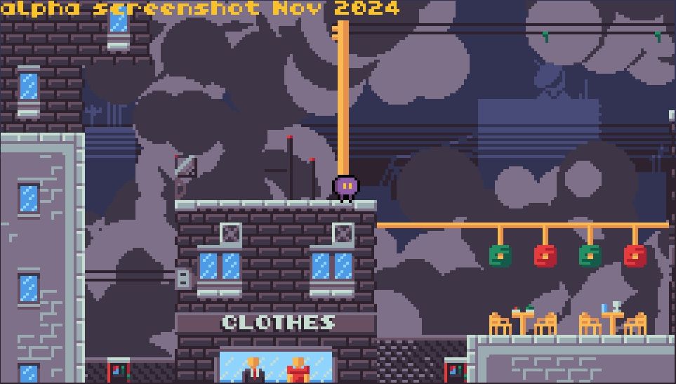 lil pixel guy in a city