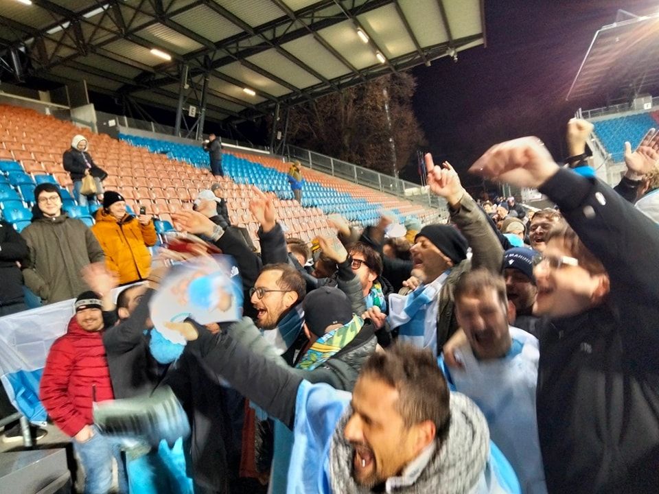 The San Marino fans go crazy after beating Liechtenstein in Vaduz!