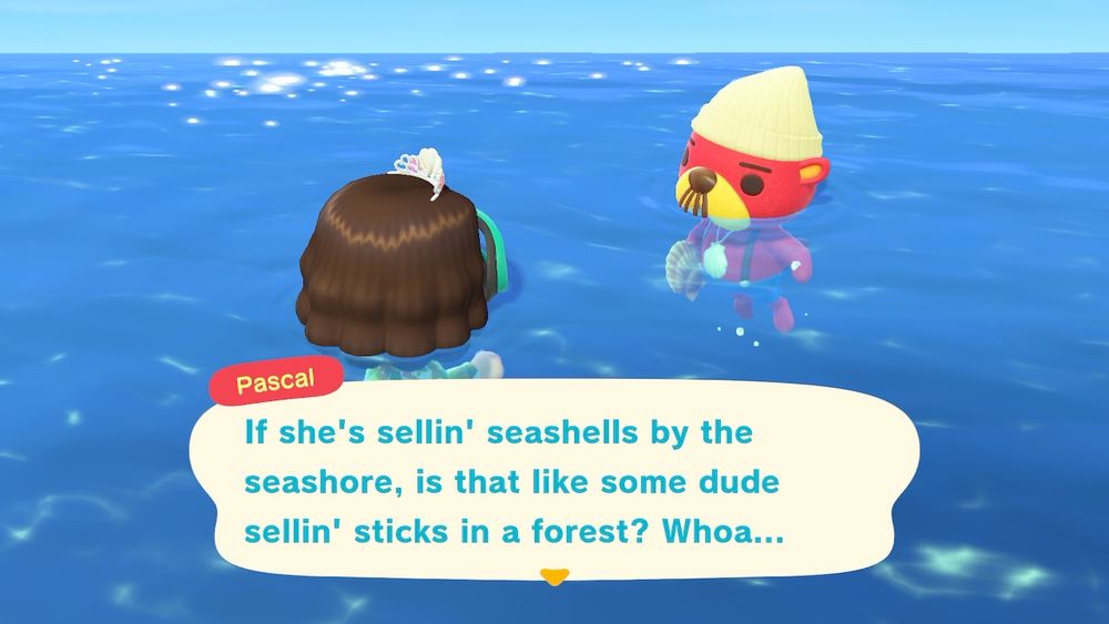 If she’s sellin’ seashells by the seashore, is that like some dude sellin’ sticks in a forest?  Whoa…