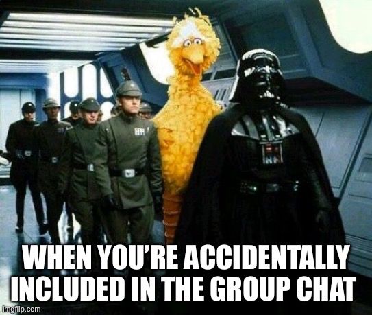 Big Bird marching with Darth Vader and Imperial officers
