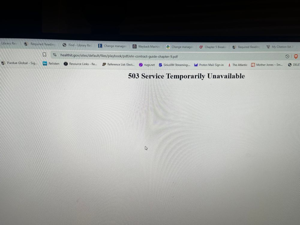 Website with Error 503 temporarily out of service displayed 