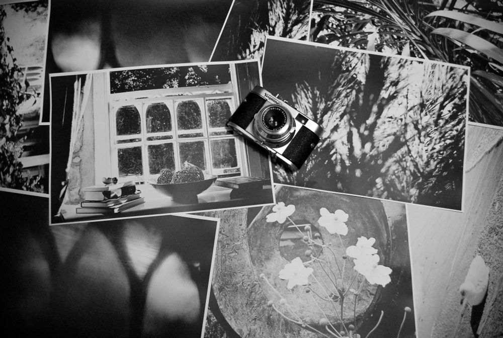 Voigtlander film camera and black & white photographic prints 