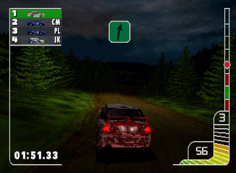Colin McRae Rally, at night.