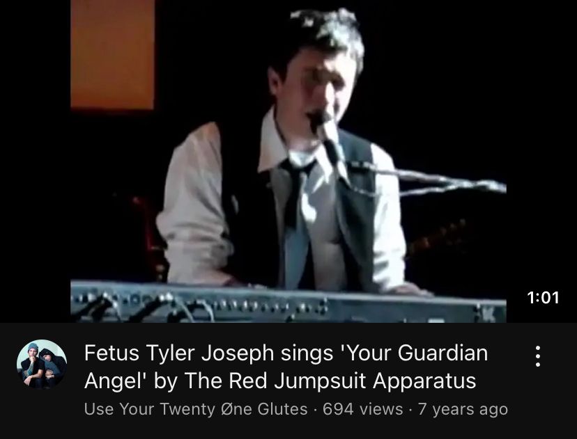 youtube video: Fetus Tyler Joseph sings 'Your Guardian Angel' by The Red Jumpsuit Apparatus