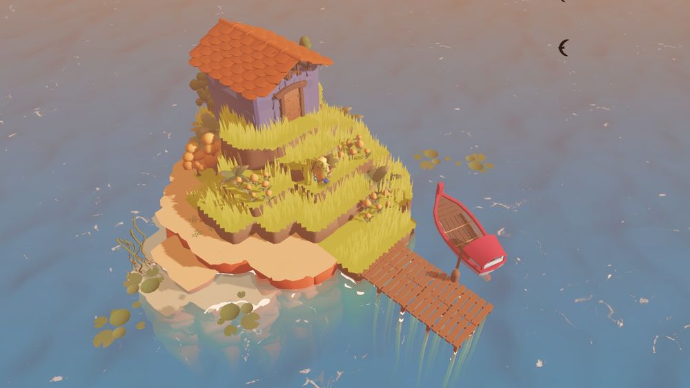 Screenshot of MindVenture showing a tiny island with a house