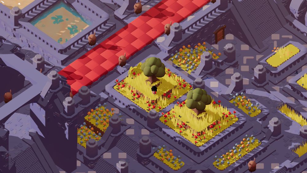 Screenshot of MindVenture showing a garden in a castle