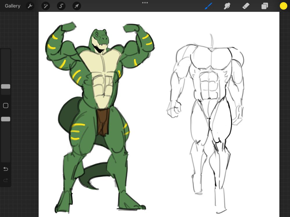 Anthro Dino flexing for the fans, plus another study