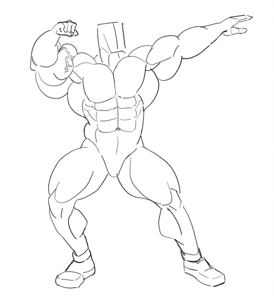 Actual anatomy phase, where I exaggerate things and add more structure/perspective