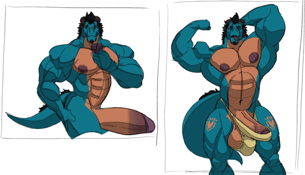 Anthro dragon bara