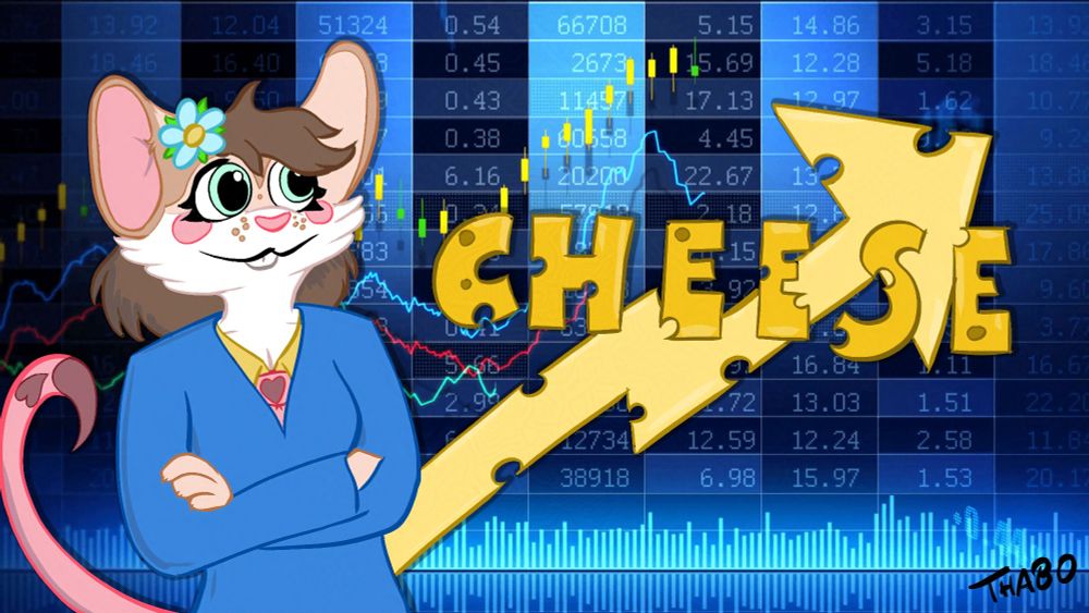 Sara the mouse looking at rising cheese stonks!